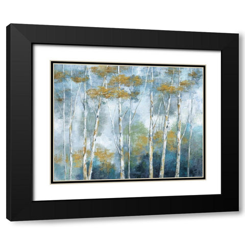 Indigo Forest Black Modern Wood Framed Art Print with Double Matting by Nan