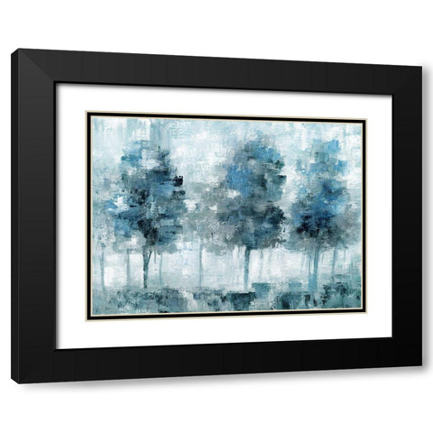 Shady Blue Forest Black Modern Wood Framed Art Print with Double Matting by Nan