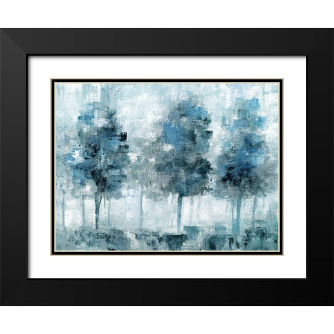 Shady Blue Forest Black Modern Wood Framed Art Print with Double Matting by Nan