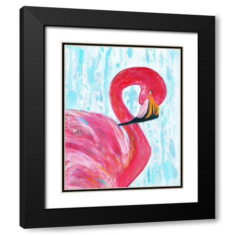 Flamingo I Black Modern Wood Framed Art Print with Double Matting by Cole, Jan