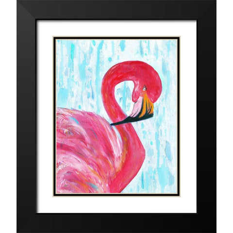 Flamingo I Black Modern Wood Framed Art Print with Double Matting by Cole, Jan