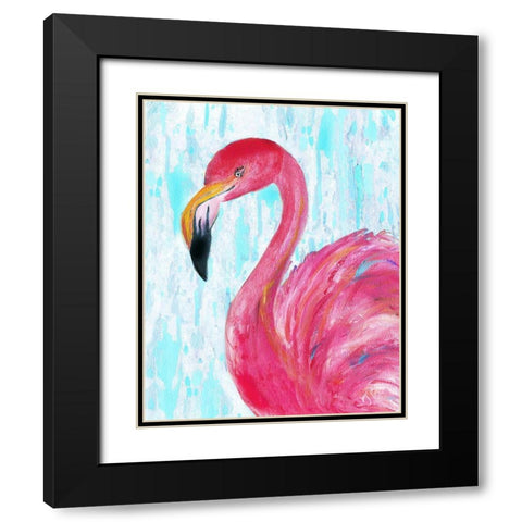 Flamingo II Black Modern Wood Framed Art Print with Double Matting by Cole, Jan