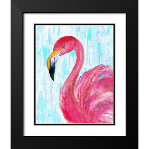Flamingo II Black Modern Wood Framed Art Print with Double Matting by Cole, Jan