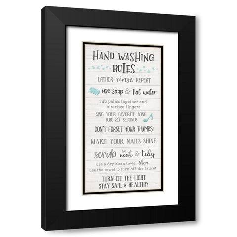 Hand Washing Rules Black Modern Wood Framed Art Print with Double Matting by Carpentieri, Natalie