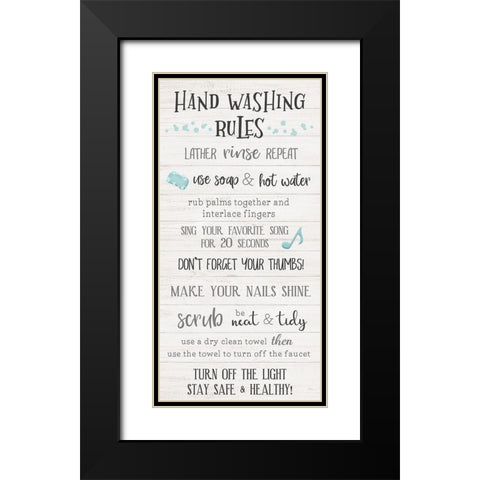 Hand Washing Rules Black Modern Wood Framed Art Print with Double Matting by Carpentieri, Natalie