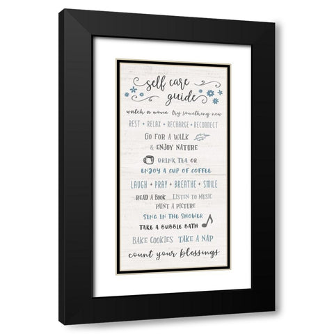 Self Care Guide Black Modern Wood Framed Art Print with Double Matting by Carpentieri, Natalie
