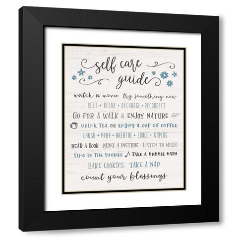 Guide to Self Care Black Modern Wood Framed Art Print with Double Matting by Carpentieri, Natalie