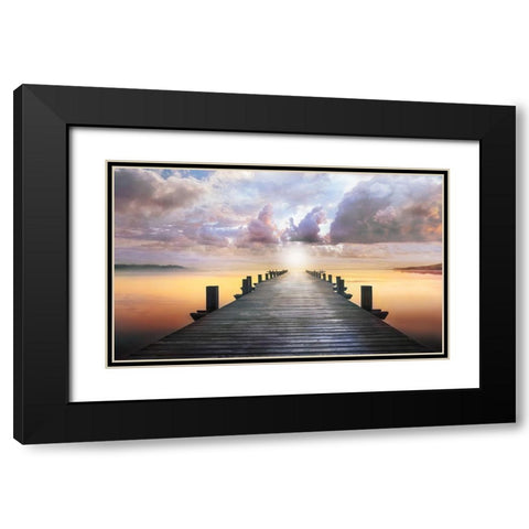 Blue Way Black Modern Wood Framed Art Print with Double Matting by Calascibetta, Mike