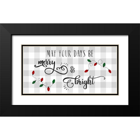 Buffalo Check Merry Black Modern Wood Framed Art Print with Double Matting by CAD Designs