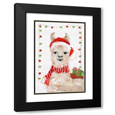 Holiday Llama II Black Modern Wood Framed Art Print with Double Matting by Swatland, Sally