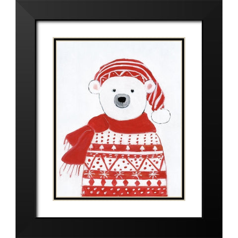 Holiday Polar Bear I Black Modern Wood Framed Art Print with Double Matting by Swatland, Sally
