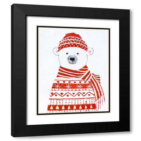Holiday Polar Bear II Black Modern Wood Framed Art Print with Double Matting by Swatland, Sally