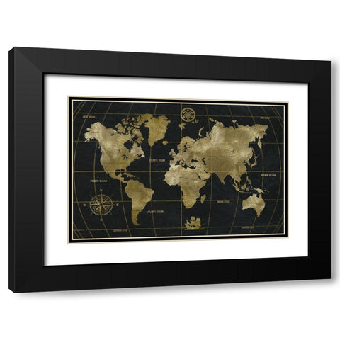 Golden World Black Modern Wood Framed Art Print with Double Matting by Nan