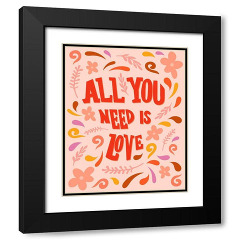 Retro Love Black Modern Wood Framed Art Print with Double Matting by Carpentieri, Natalie