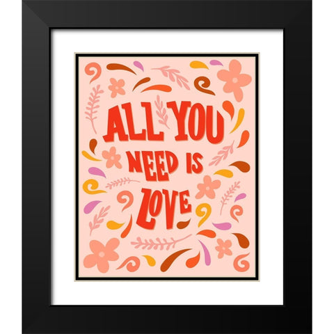 Retro Love Black Modern Wood Framed Art Print with Double Matting by Carpentieri, Natalie