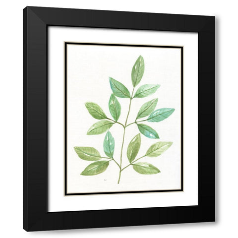 Spring Greens III Black Modern Wood Framed Art Print with Double Matting by Nan