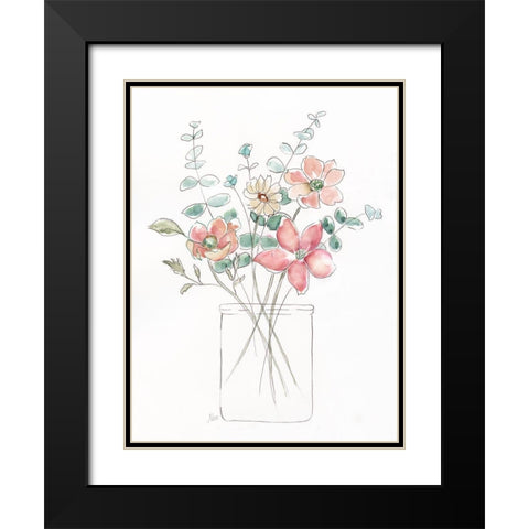 Whimsical Wildflowers I Black Modern Wood Framed Art Print with Double Matting by Nan