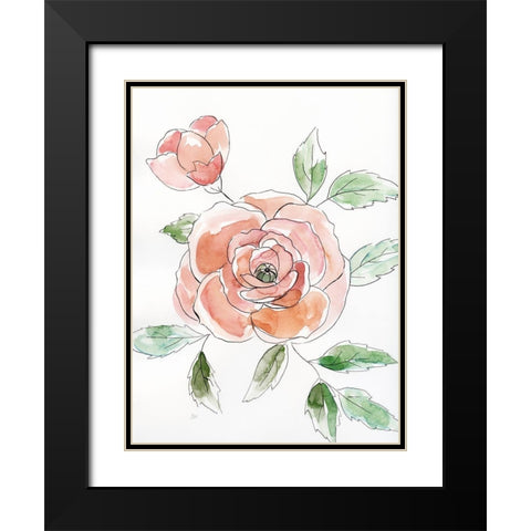 Rose Contour Black Modern Wood Framed Art Print with Double Matting by Nan