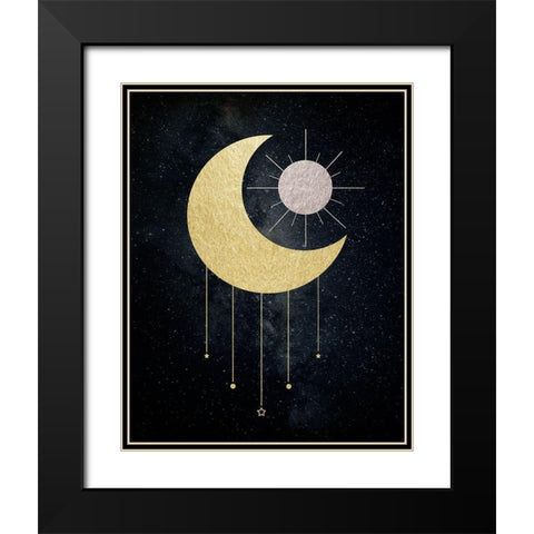 Jeweled Moon Black Modern Wood Framed Art Print with Double Matting by Santiago, Daniela