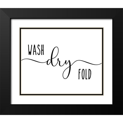 Wash Dry Fold Black Modern Wood Framed Art Print with Double Matting by CAD Designs
