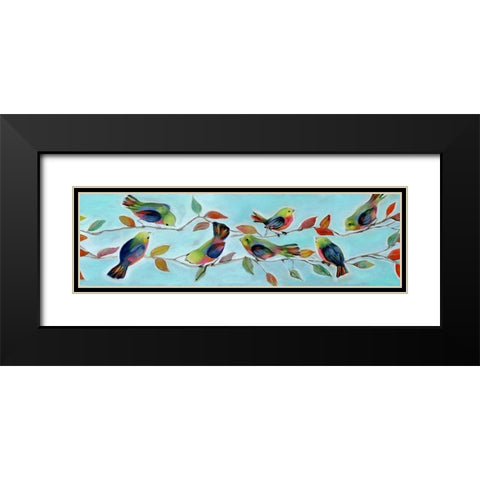 Bitty Birds Hangout Black Modern Wood Framed Art Print with Double Matting by Brooks, Donna