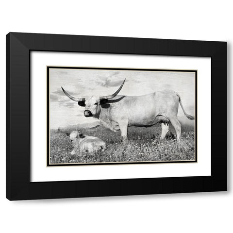Buttercup and Bluebonnet Black Modern Wood Framed Art Print with Double Matting by Ditto, Larry