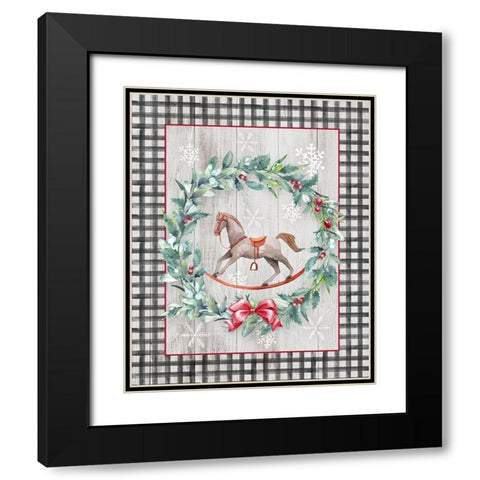 Rocking Horse Black Modern Wood Framed Art Print with Double Matting by Knutsen, Conrad