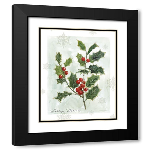 Botanical Holly Berry Black Modern Wood Framed Art Print with Double Matting by Robinson, Carol
