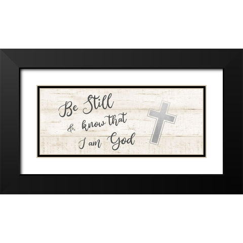 Be Still Cross Black Modern Wood Framed Art Print with Double Matting by CAD Designs