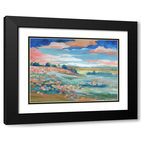 Pastoral View Black Modern Wood Framed Art Print with Double Matting by Nan