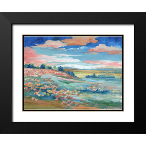 Pastoral View Black Modern Wood Framed Art Print with Double Matting by Nan