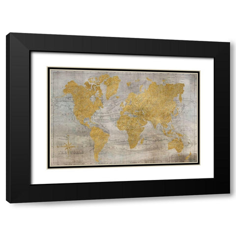 Golden World Black Modern Wood Framed Art Print with Double Matting by Jill, Susan