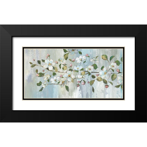 Painterly Blossoms Black Modern Wood Framed Art Print with Double Matting by Nan