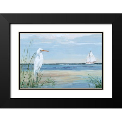 Summer Heron Black Modern Wood Framed Art Print with Double Matting by Swatland, Sally