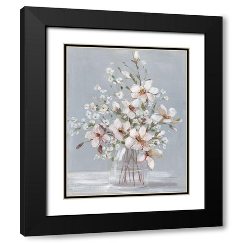 Magnolia Romance Black Modern Wood Framed Art Print with Double Matting by Swatland, Sally