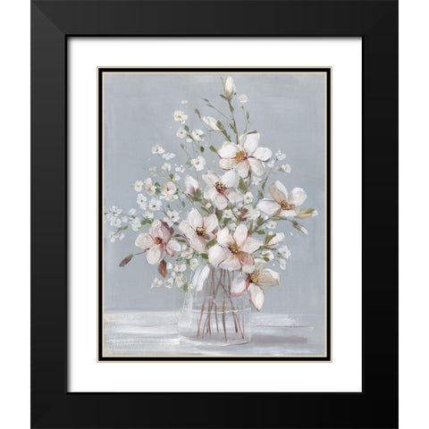 Magnolia Romance Black Modern Wood Framed Art Print with Double Matting by Swatland, Sally