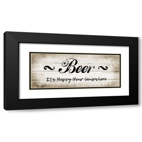 Beer Happy Hour Black Modern Wood Framed Art Print with Double Matting by CAD Designs