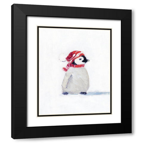 Penguin Play I Black Modern Wood Framed Art Print with Double Matting by Swatland, Sally