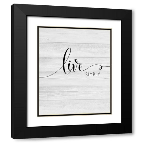 Live Simply Black Modern Wood Framed Art Print with Double Matting by CAD Designs
