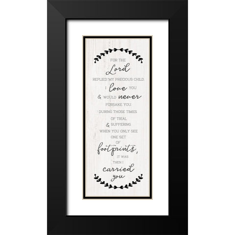 Footprints Black Modern Wood Framed Art Print with Double Matting by CAD Designs