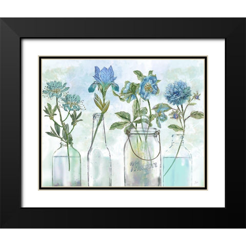 Vintage Blues Black Modern Wood Framed Art Print with Double Matting by Nan