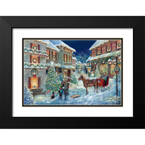 Holiday Joy Caroling Black Modern Wood Framed Art Print with Double Matting by Manning, Ruane