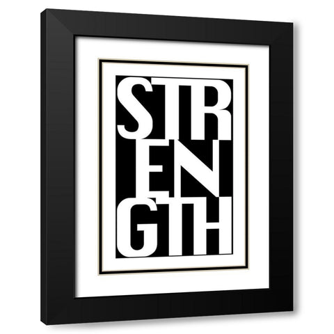 Strength Black Modern Wood Framed Art Print with Double Matting by CAD Designs