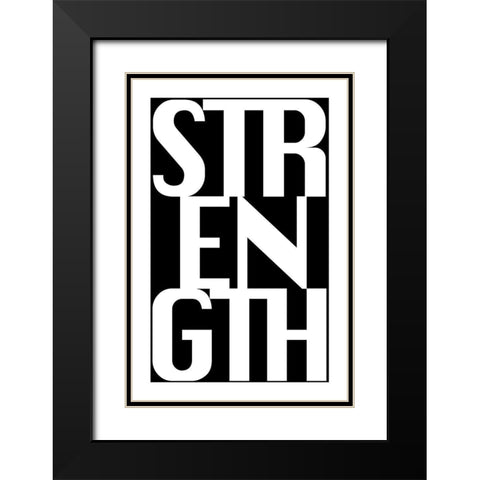 Strength Black Modern Wood Framed Art Print with Double Matting by CAD Designs