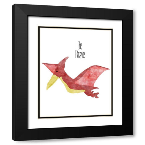 Be Brave Dino Black Modern Wood Framed Art Print with Double Matting by Santiago, Daniela