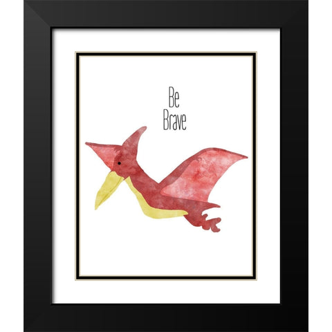 Be Brave Dino Black Modern Wood Framed Art Print with Double Matting by Santiago, Daniela