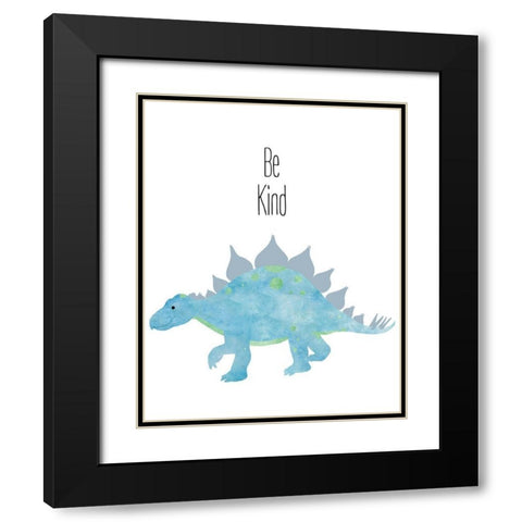Be Kind Dino Black Modern Wood Framed Art Print with Double Matting by Santiago, Daniela