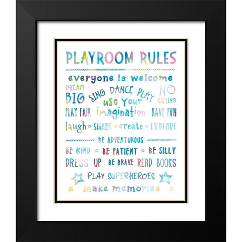 Playroom Rules Black Modern Wood Framed Art Print with Double Matting by CAD Designs