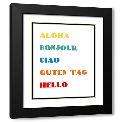 Languages I Black Modern Wood Framed Art Print with Double Matting by CAD Designs
