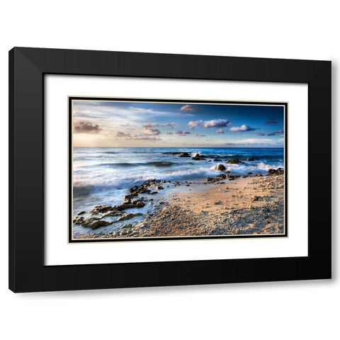 Island Waves Black Modern Wood Framed Art Print with Double Matting by Delimont, Danita